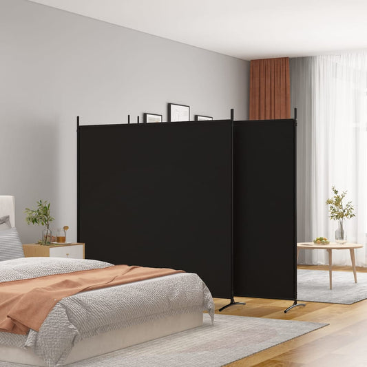 Elegant Black Fabric 4-Panel Room Divider - 698x180 cm