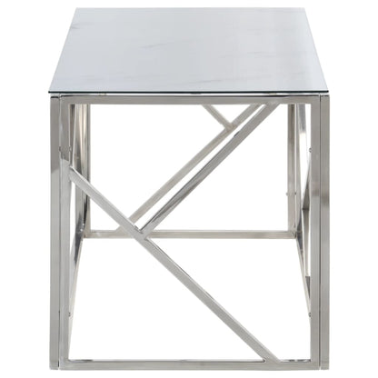 Coffee Table Silver Stainless Steel and Tempered Glass
