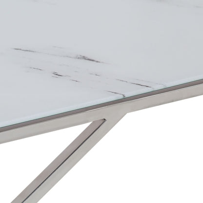 Coffee Table Silver Stainless Steel and Tempered Glass