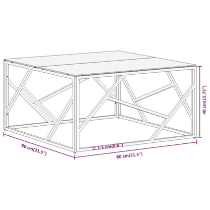 Coffee Table Gold Stainless Steel and Tempered Glass