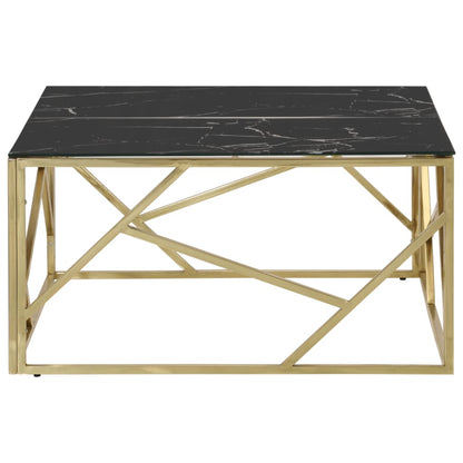 Coffee Table Gold Stainless Steel and Tempered Glass