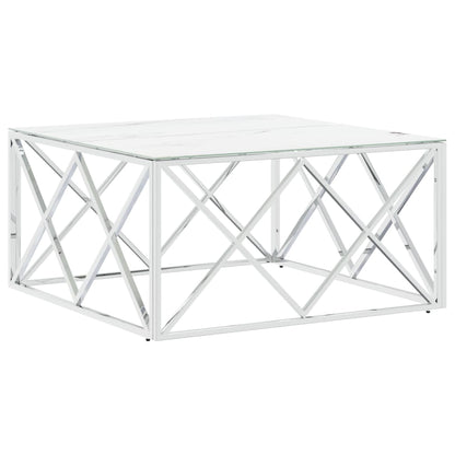 Coffee Table Silver 80x80x40 cm Stainless Steel and Glass