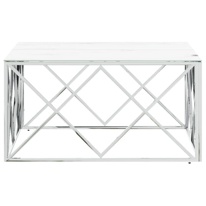 Coffee Table Silver 80x80x40 cm Stainless Steel and Glass