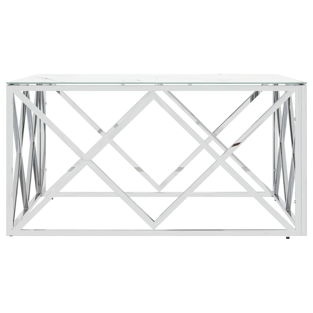 Coffee Table Silver 80x80x40 cm Stainless Steel and Glass