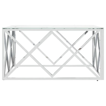 Coffee Table Silver 80x80x40 cm Stainless Steel and Glass
