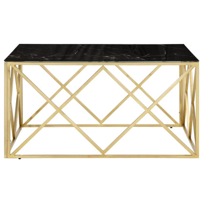 Coffee Table Gold Stainless Steel and Tempered Glass