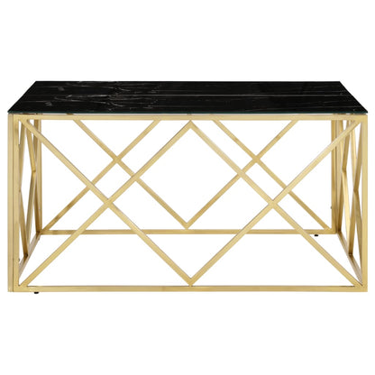 Coffee Table Gold Stainless Steel and Tempered Glass