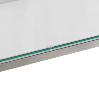 Sleek Console Table: Silver Stainless Steel & Tempered Glass