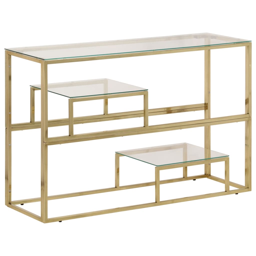 Gold Stainless Steel & Tempered Glass Console Table