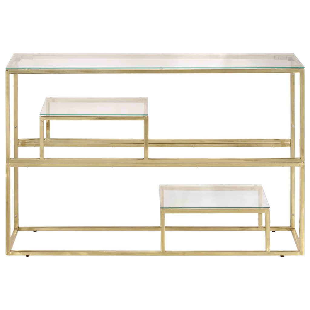 Gold Stainless Steel & Tempered Glass Console Table