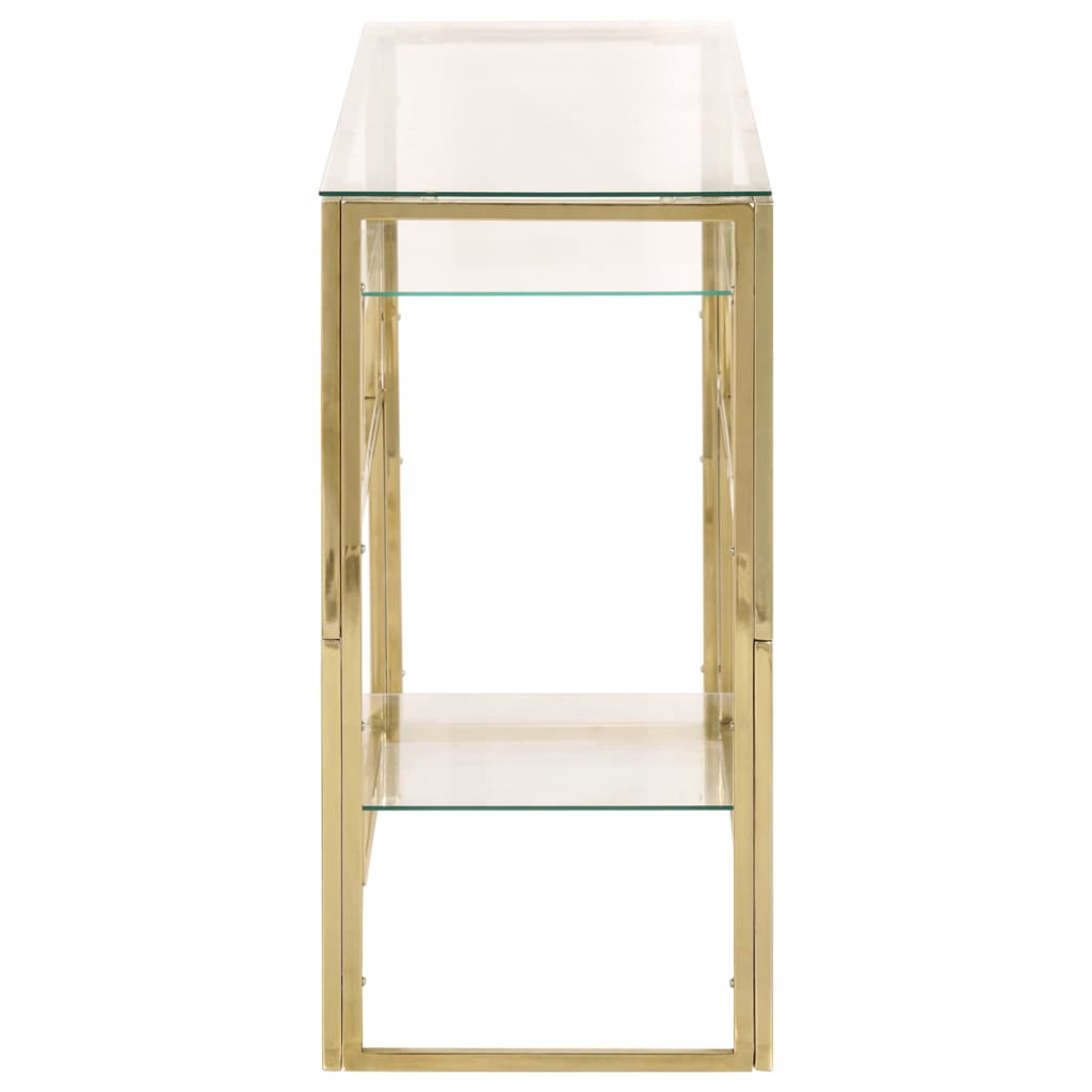Gold Stainless Steel & Tempered Glass Console Table