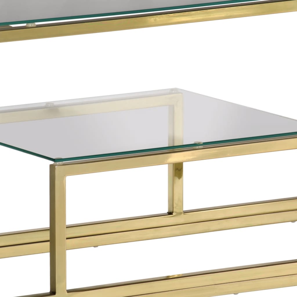 Gold Stainless Steel & Tempered Glass Console Table