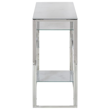 Sleek Console Table - Silver Stainless Steel & Tempered Glass