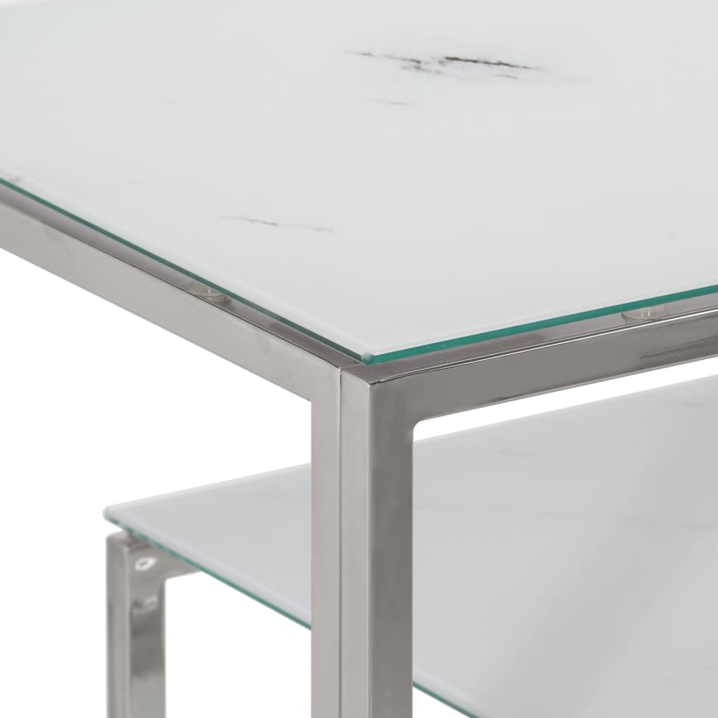 Sleek Console Table - Silver Stainless Steel & Tempered Glass