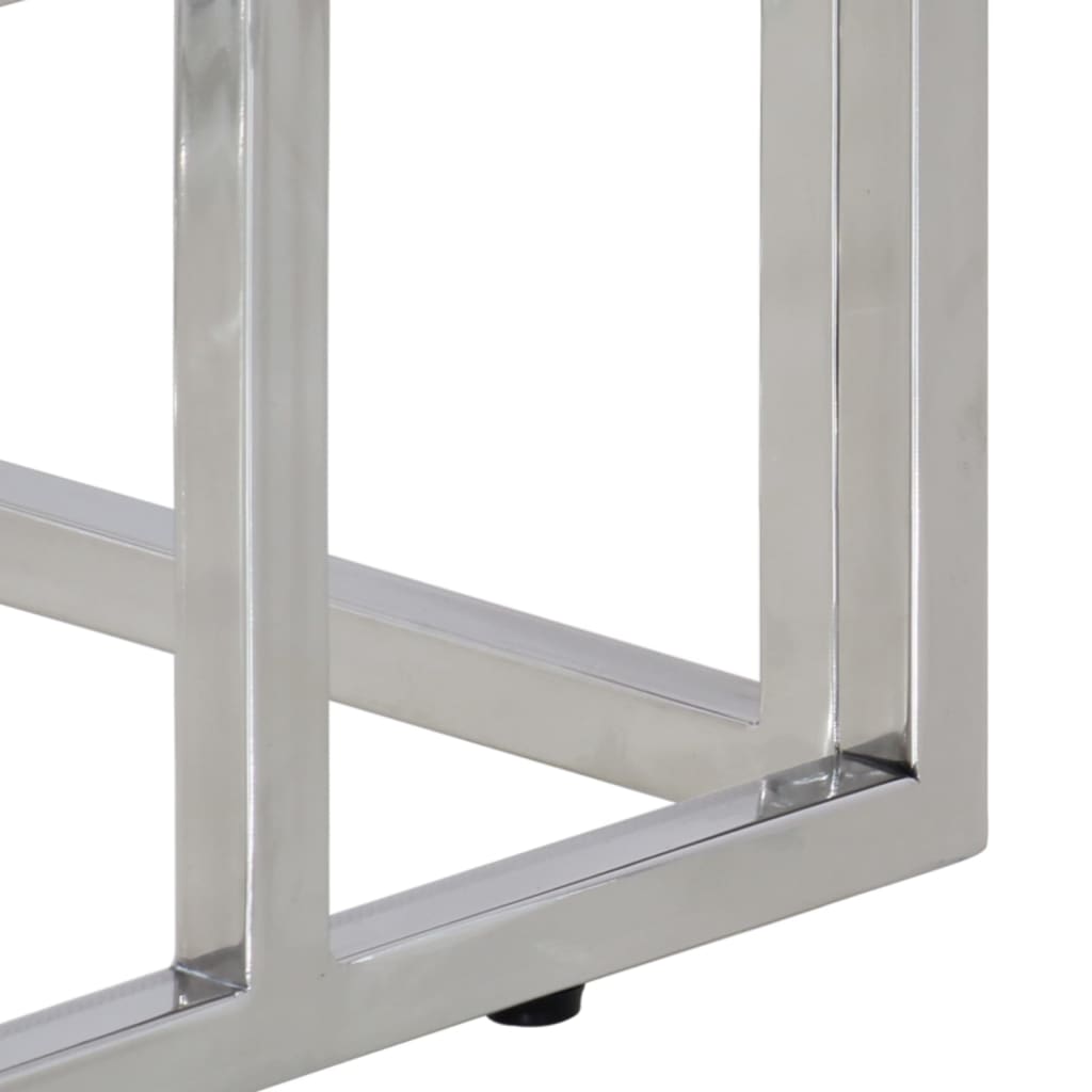 Sleek Console Table - Silver Stainless Steel & Tempered Glass