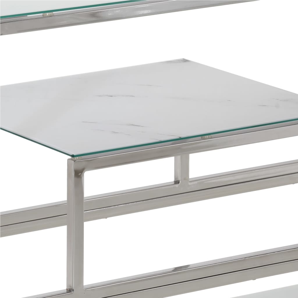 Sleek Console Table - Silver Stainless Steel & Tempered Glass
