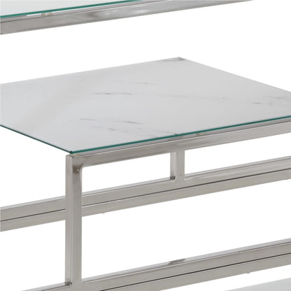 Sleek Console Table - Silver Stainless Steel & Tempered Glass