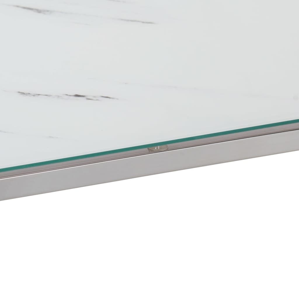 Sleek Console Table - Silver Stainless Steel & Tempered Glass