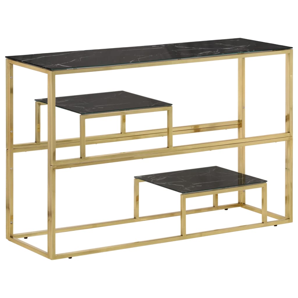 Luxury Gold Stainless Steel & Tempered Glass Console Table