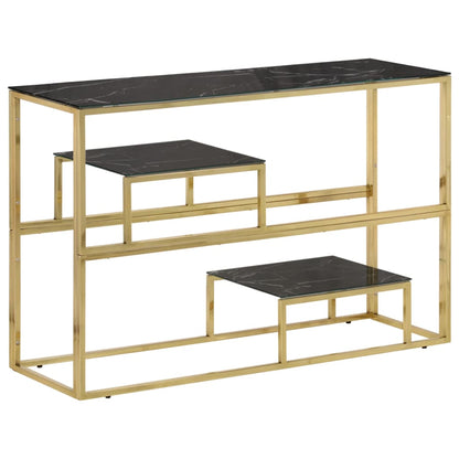 Luxury Gold Stainless Steel & Tempered Glass Console Table