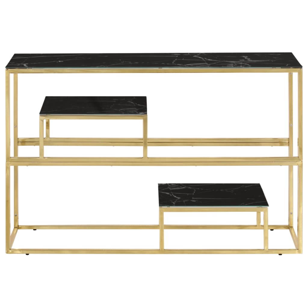 Luxury Gold Stainless Steel & Tempered Glass Console Table