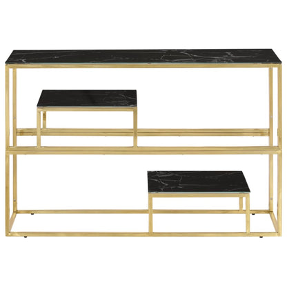 Luxury Gold Stainless Steel & Tempered Glass Console Table