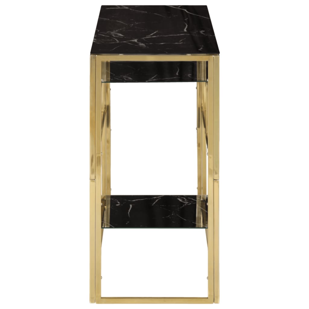 Luxury Gold Stainless Steel & Tempered Glass Console Table