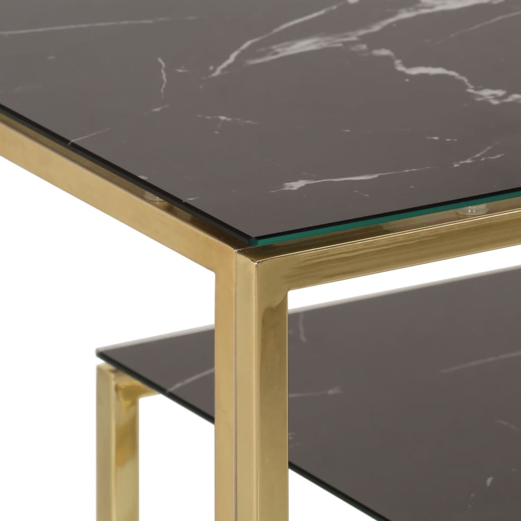 Luxury Gold Stainless Steel & Tempered Glass Console Table