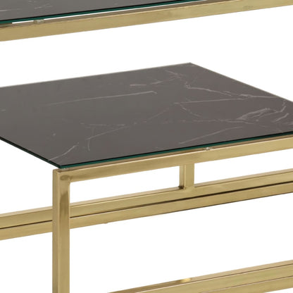 Luxury Gold Stainless Steel & Tempered Glass Console Table