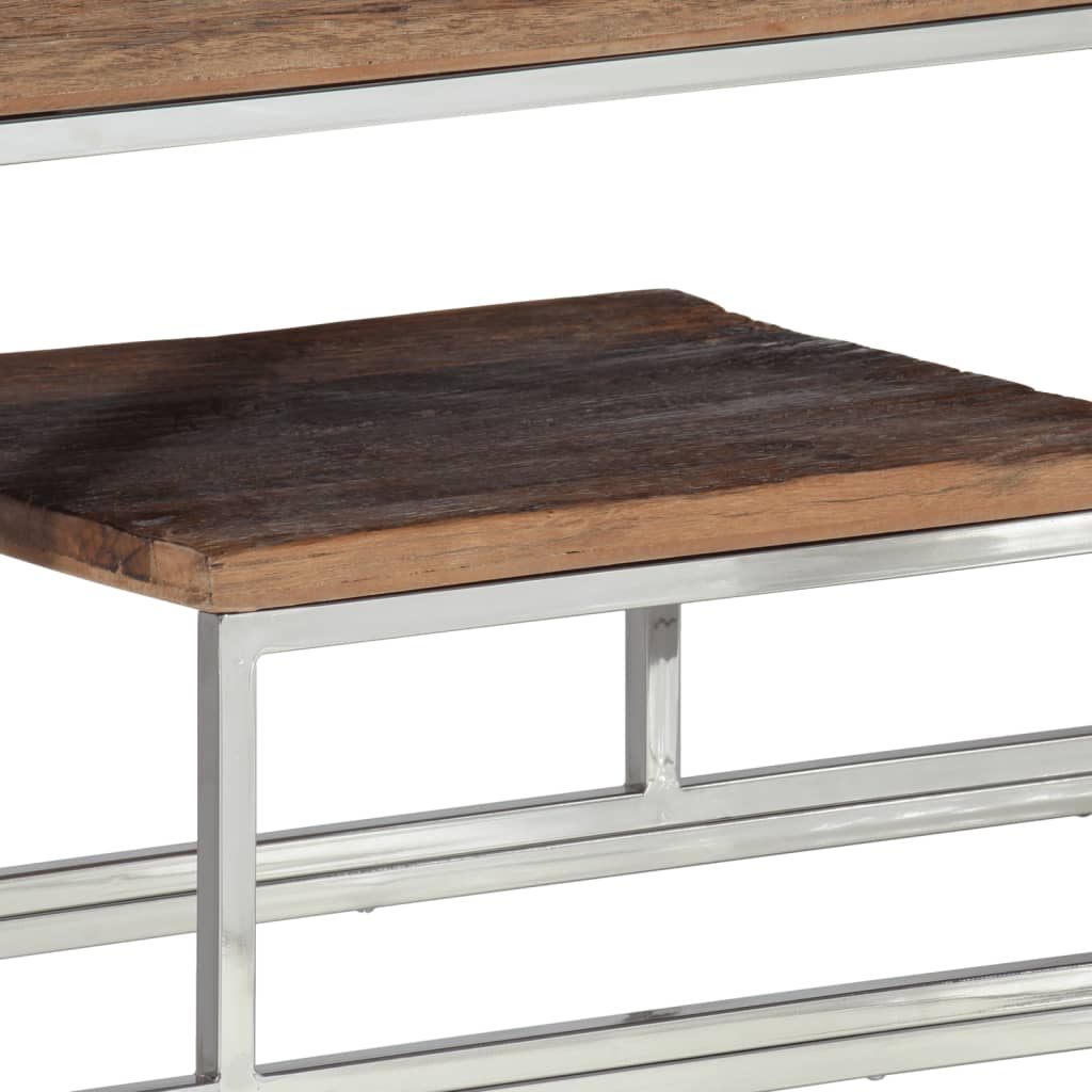Silver Stainless Steel & Solid Sleeper Wood Console Table