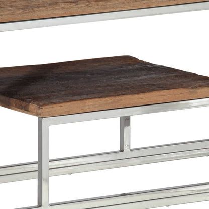 Silver Stainless Steel & Solid Sleeper Wood Console Table