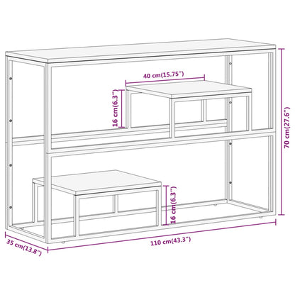 Silver Stainless Steel & Solid Sleeper Wood Console Table