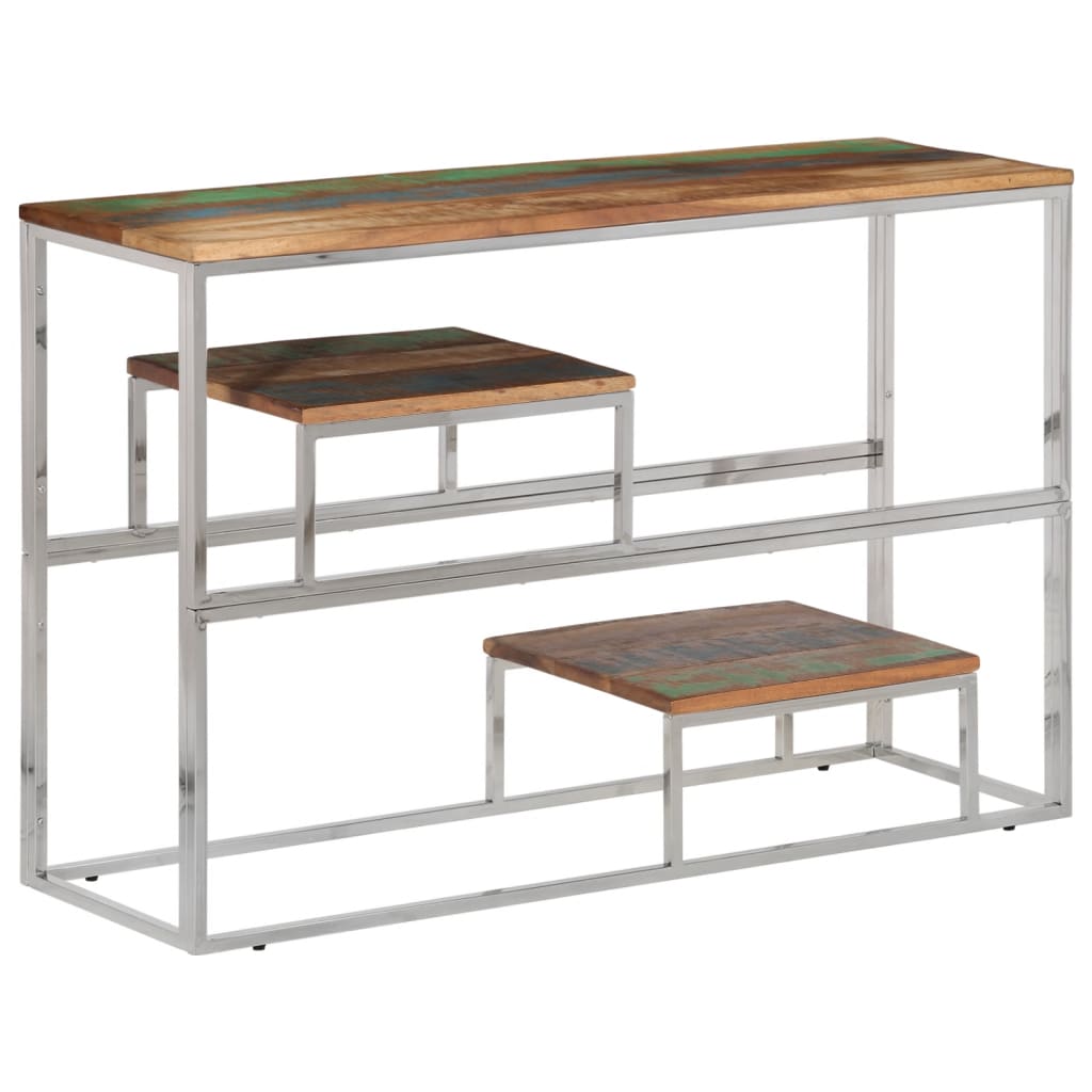 Silver Stainless Steel & Reclaimed Wood Console Table - Elegant Design