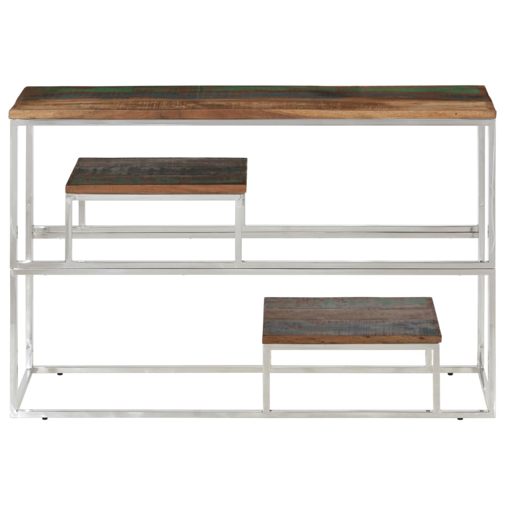 Silver Stainless Steel & Reclaimed Wood Console Table - Elegant Design