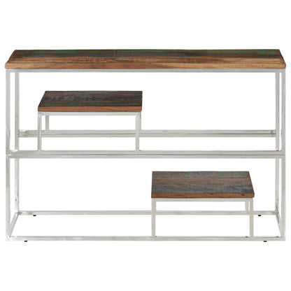 Silver Stainless Steel & Reclaimed Wood Console Table - Elegant Design