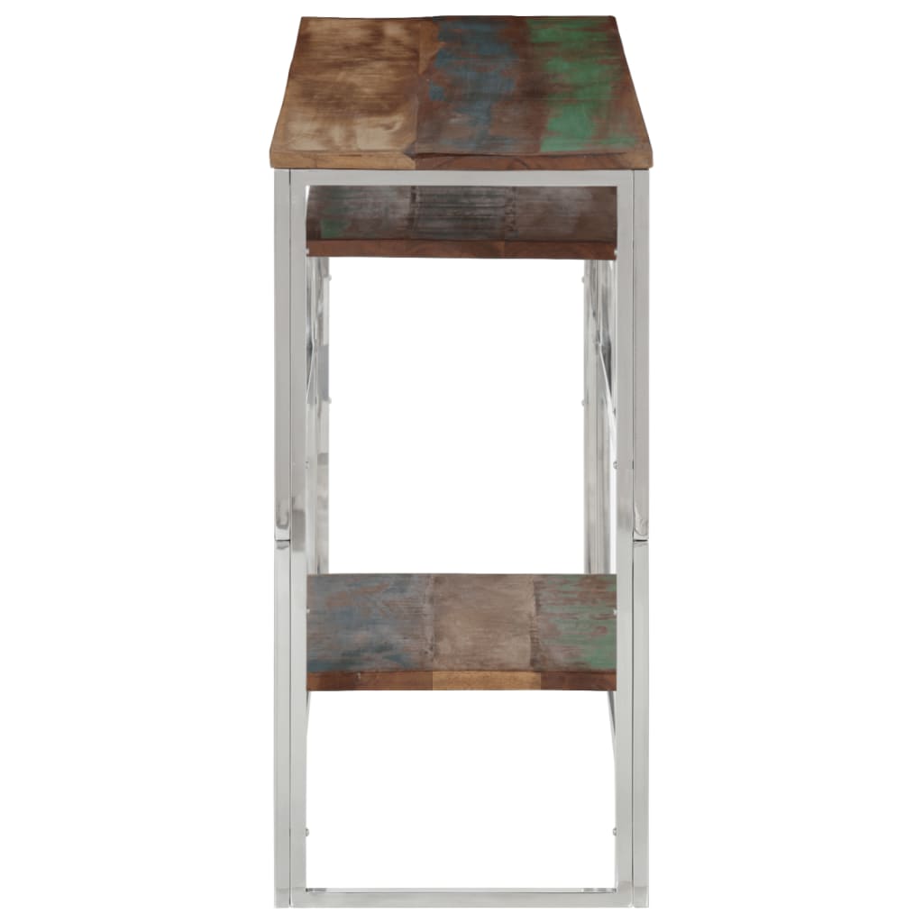 Silver Stainless Steel & Reclaimed Wood Console Table - Elegant Design