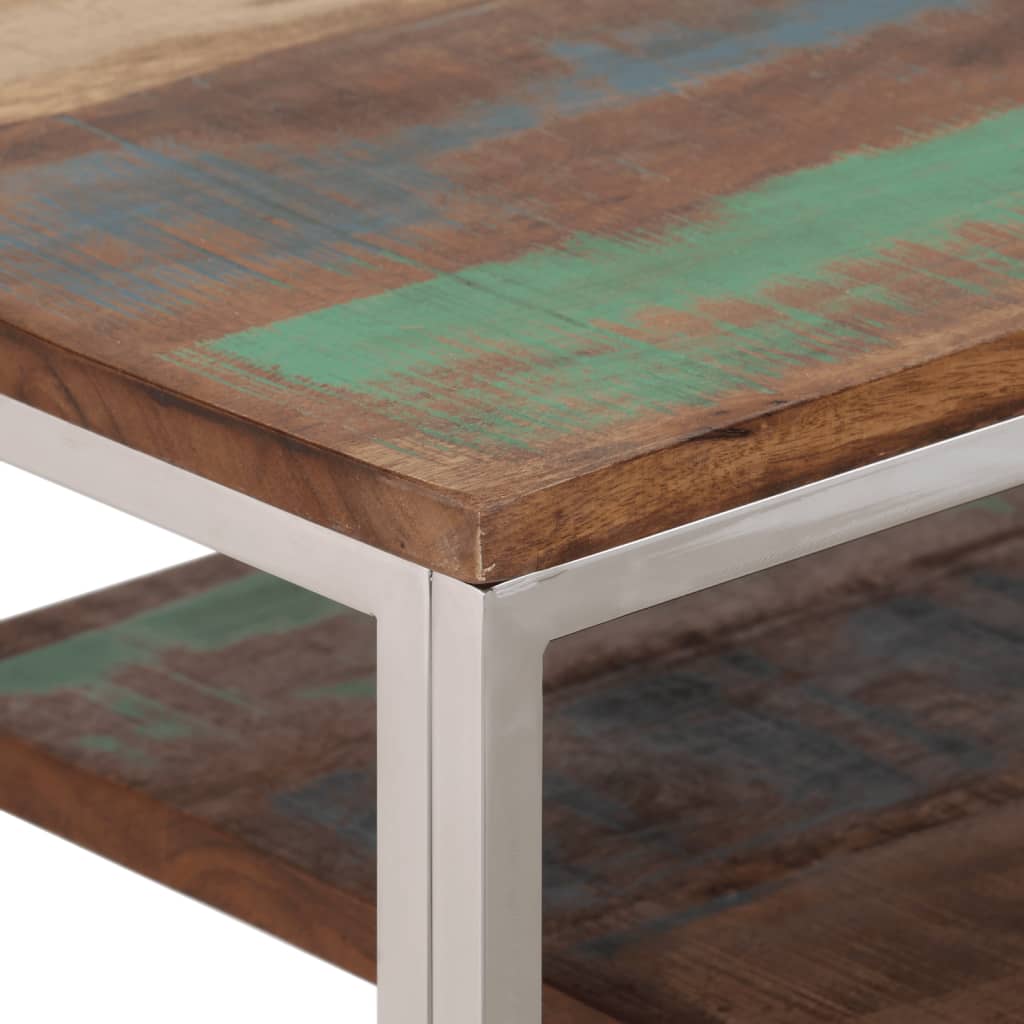 Silver Stainless Steel & Reclaimed Wood Console Table - Elegant Design