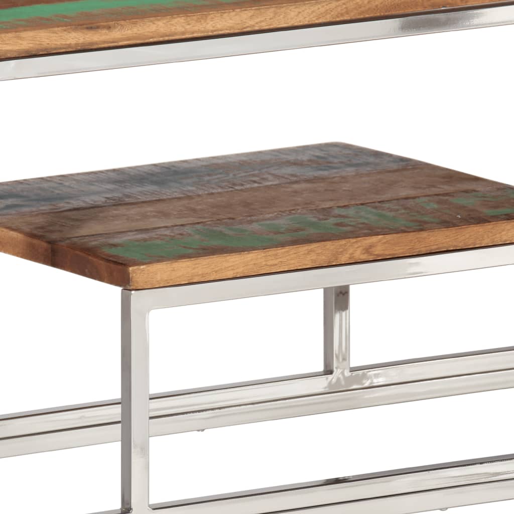 Silver Stainless Steel & Reclaimed Wood Console Table - Elegant Design