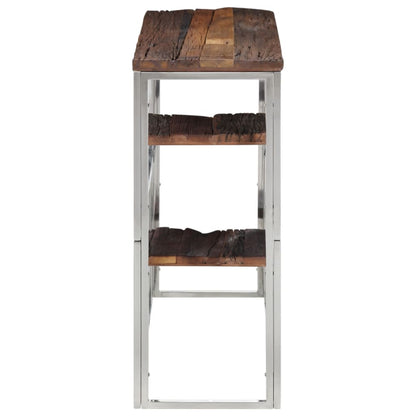 Console Table Silver Stainless Steel and Solid Wood Sleeper