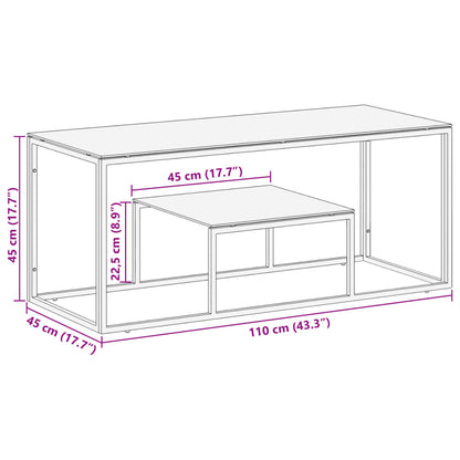Coffee Table Silver Stainless Steel and Tempered Glass