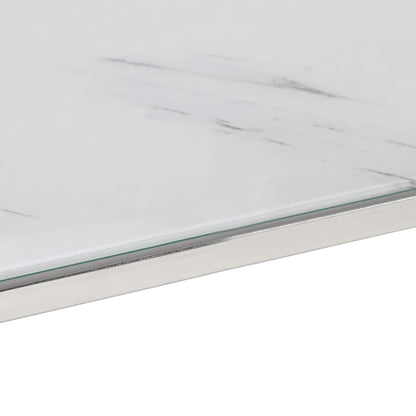 Coffee Table Silver Stainless Steel and Tempered Glass