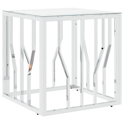 Coffee Table Silver 50x50x50 cm Stainless Steel and Glass