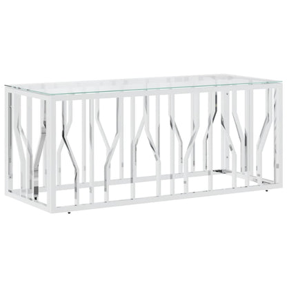 Coffee Table 110x45x45 cm Stainless Steel and Glass