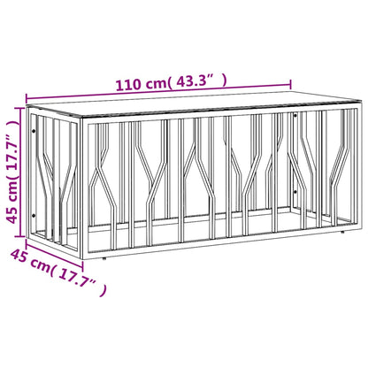 Coffee Table 110x45x45 cm Stainless Steel and Glass