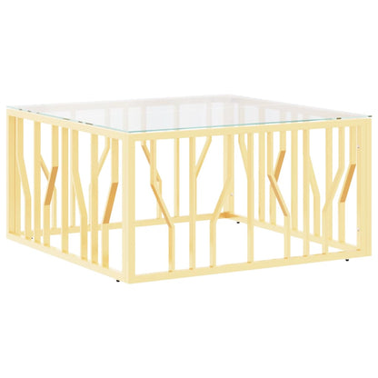 Coffee Table Gold 80x80x40 cm Stainless Steel and Glass