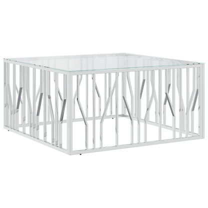Coffee Table 100x100x50 cm Stainless Steel and Glass