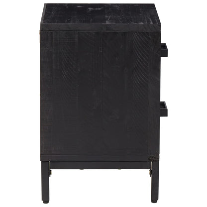 Solid Pinewood Bedside Cabinet - Black, 36x30x45 cm