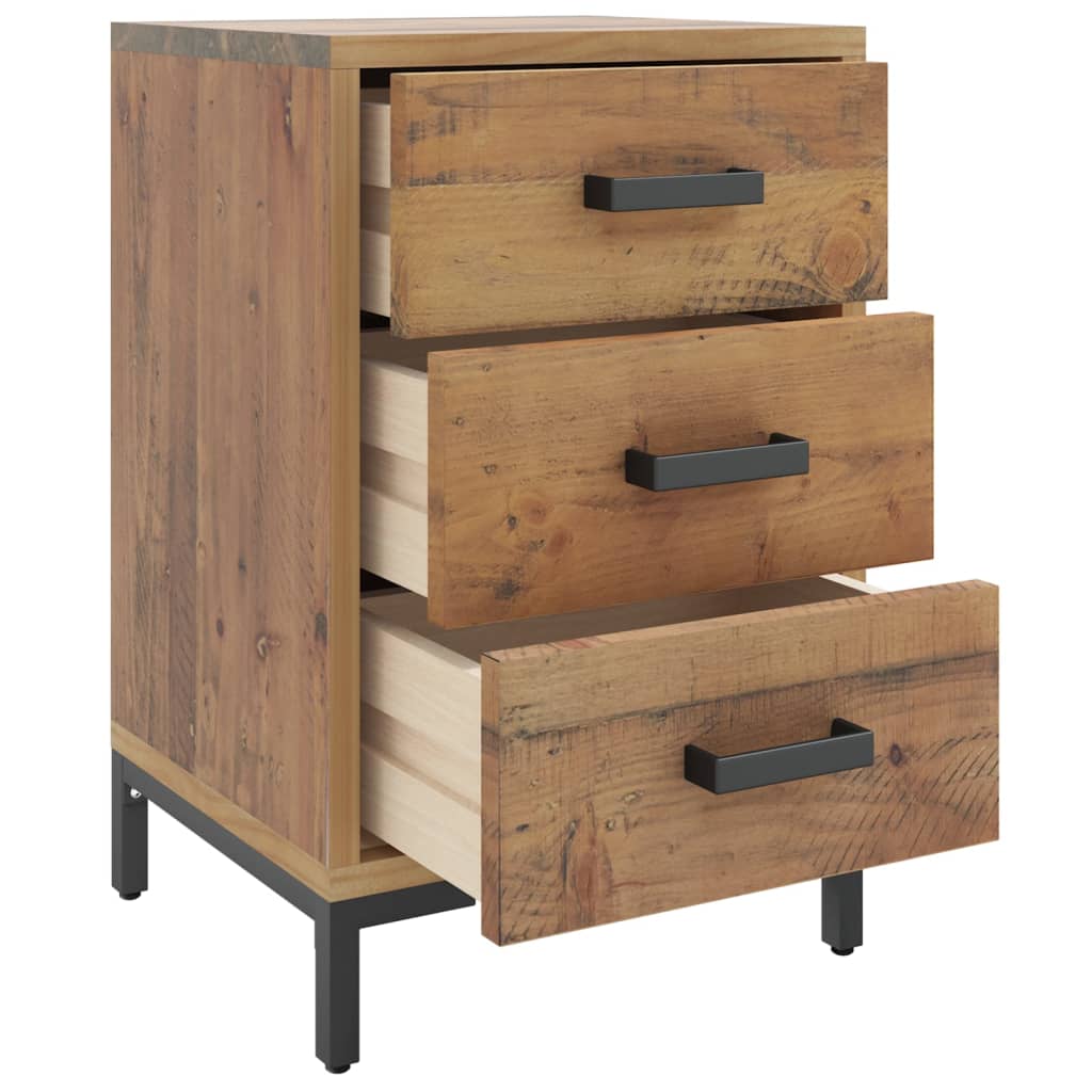 Solid Pinewood Brown Bedside Cabinet 36x30x54 cm