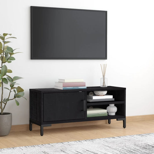 TV Cabinet Black 90x30x40 cm Solid Pinewood