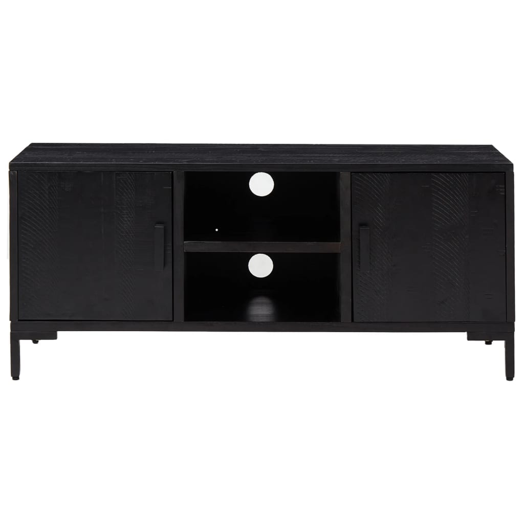 TV Cabinet Black 110x35x48 cm Solid Pinewood